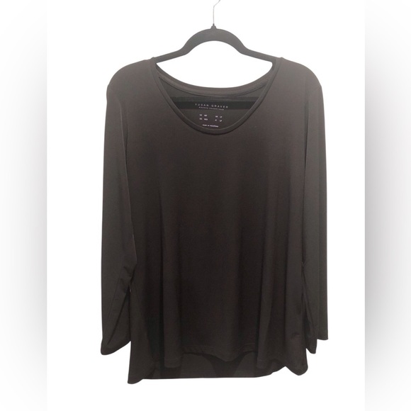 Susan Graver Modern Essentials Women's MP Black Long Sleeve Liquid Knit Top - Picture 1 of 4